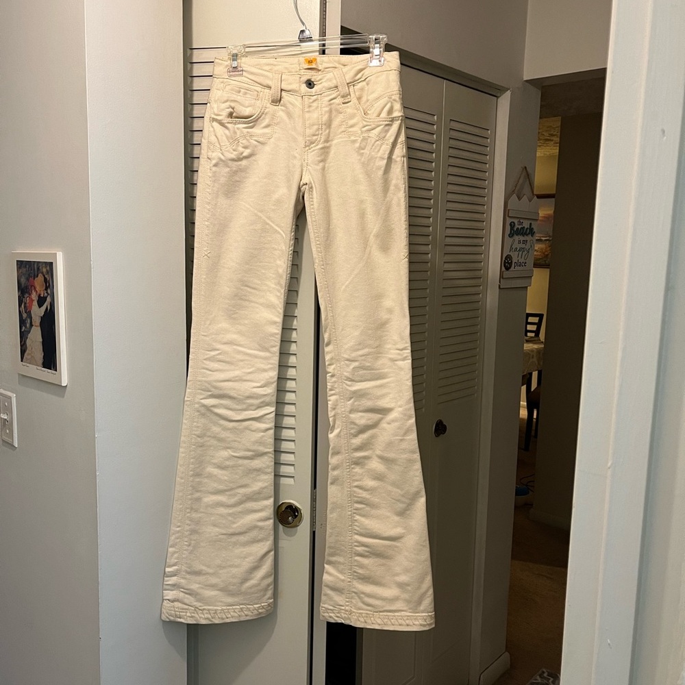 Antik Denim Boot Cut Embroidered Jeans, Color Off White, Size 25 Tall